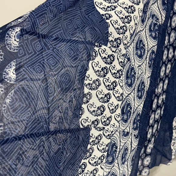 Krazy Kat Blue/White Geometric Flowy Pull On Midi Modest Boho Skirt Size XL - Picture 4 of 8